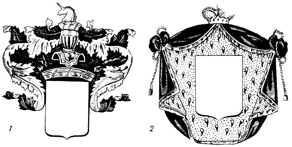 Таблица XI. Намет (1) и мантия (2) в гербах
