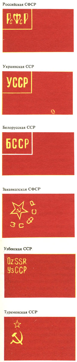 Государственные флаги первых республик Союза ССР