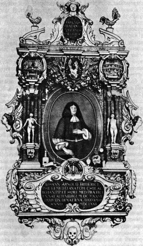Барельеф иенского хирурга И. А. Фридерика с эмблемой свечи, 1672 г.