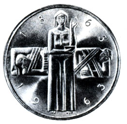 Монета Швейцарии в память 100-летия организации Международного общества Красного Креста
